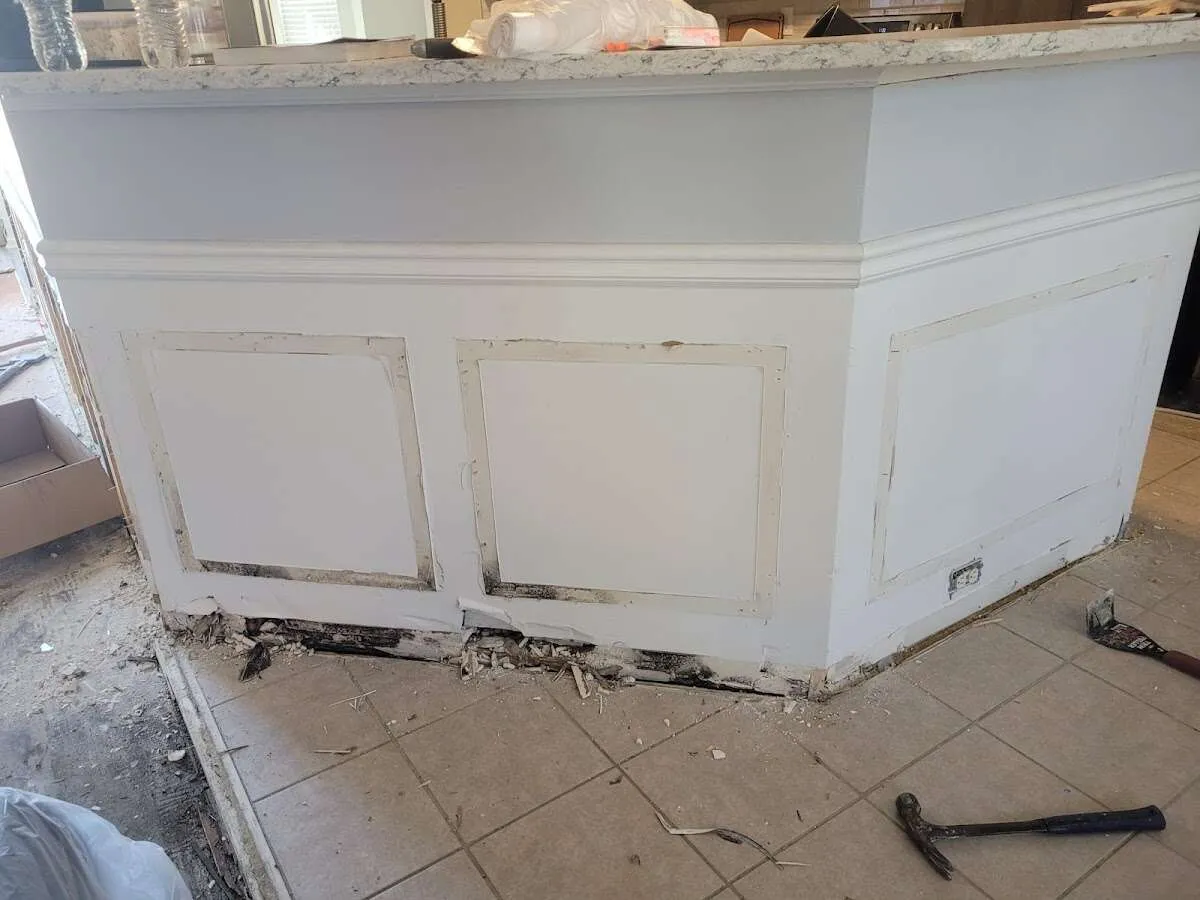 Water damage and mold on kitchen during Storm Damage Restoration in Williamson